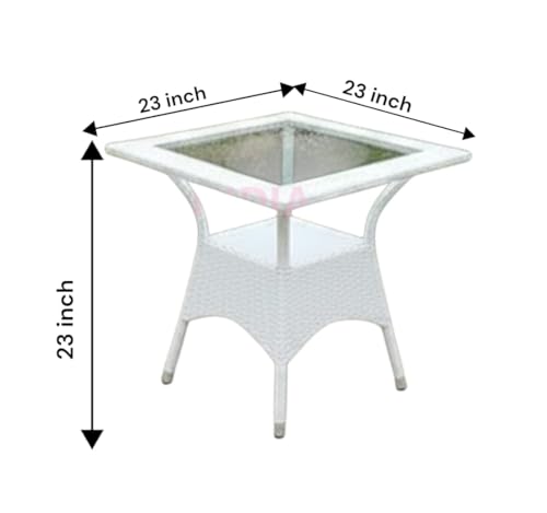 Image of India Outdoor Indoor Patio Set Bistro Set Wicker Chair Patio Set for Living Room Dining Room Lawn Balcony Outdoor Garden Chair Set with Glass Table