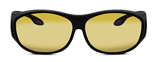 Foster Grant Ladies Round 60mm Fitover Sunglasses Black/Yellow Poly Night Driver2