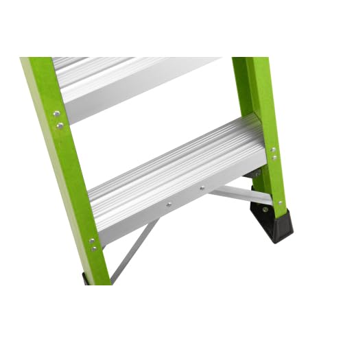 Image of Ladder 8-Foot Fiberglass Platform Step Ladder, 330 Pound Load Capacity, Folding Step Ladders for Home, IAA (8 FEET-Green)
