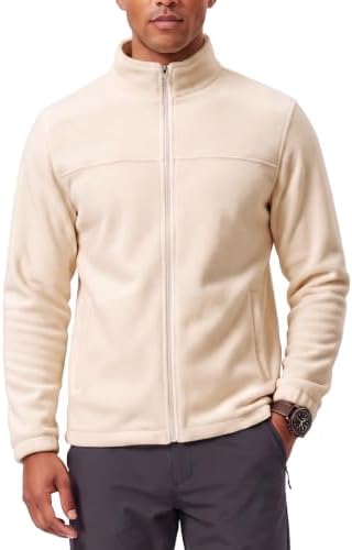 Runcati Herren Fleecejacke Full Zip Stehkragen | Weiches Fleece, 2 Seitentaschen, lässiger Schnitt, Outdoor, Winter, Freizeit, Alltag, Übergang