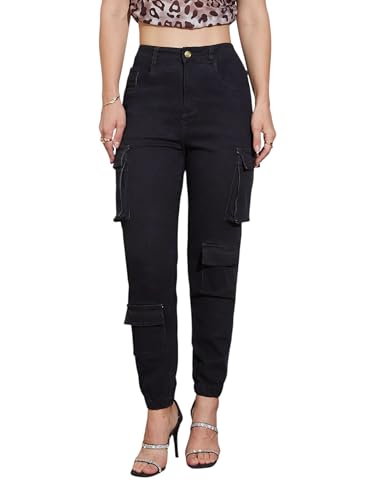 Pantalon de jogging en denim stretch taille haute mode décontractée pour femme