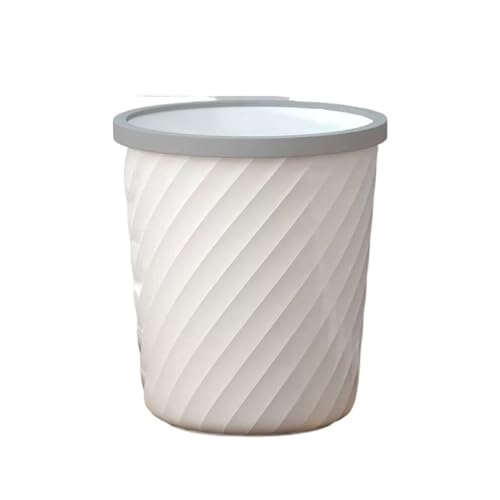 Compost bin Kitchen/Garbage Household Large-Capacity Large Pressure Ring Without Lid Dormitory Kitchen Living Room Modern Simple New Paper Basket Step Trash can(White,Medium)