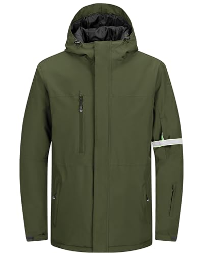 33,000ft Herren Skijacke Wasserdichte Winddichte Warme Outdoorjacke Winterjacke Funktionsjacke Atmungsaktive Snowboardjacke Softshell Jacke mit Kapuze