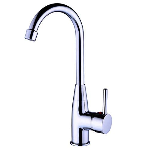 Robinet de cuisine mitigeur eau chaude et froide en cuivre avec bec rotatif