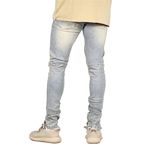 Men's Hip Hop Slim Fit Jeans Ankle Zipper Tapered Skinny Fit Denim Pants Retro Washed Distressed Pencil Jean2
