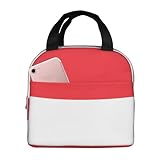 QWVBN Lunchtasche mit indonesischer Flagge, verdickte Aluminiumfolie mit Griff, speichert Wärme und Frische, ideal für Pendler und Picknicks.