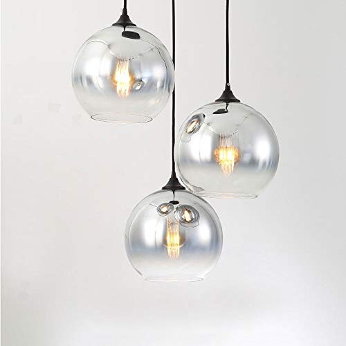 Plafonnier Space Ball E27 industriel suspendu en verre chromé miroir