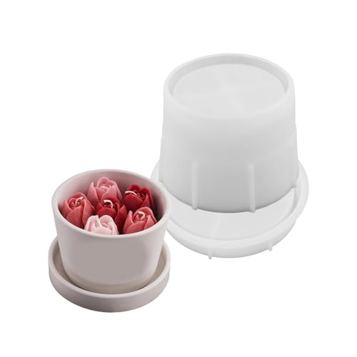 Molde de silicona para candelabros con tapa, soporte para hacer yeso, suculentas, maceta creativa para hacer regalos