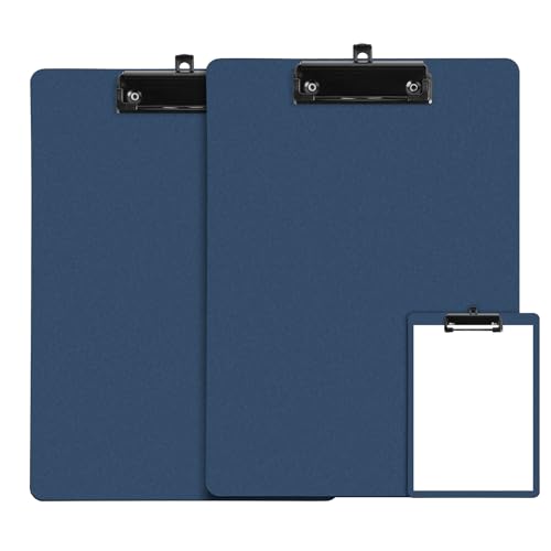FRETONBA Porte Bloc A4 avec Pince, 2 Pièces Plastique dur Porte Documents, Bleu Planchettes à Pince et Porte-formulaires, Clipboard A4 avec des Crochets...