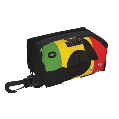 Black History Pride Guitar Dog Poop Bag Storage Box with Safety Lock, Suitable for Any Dog ​​Leash, Pet Travel Poop Bag Storage Bag