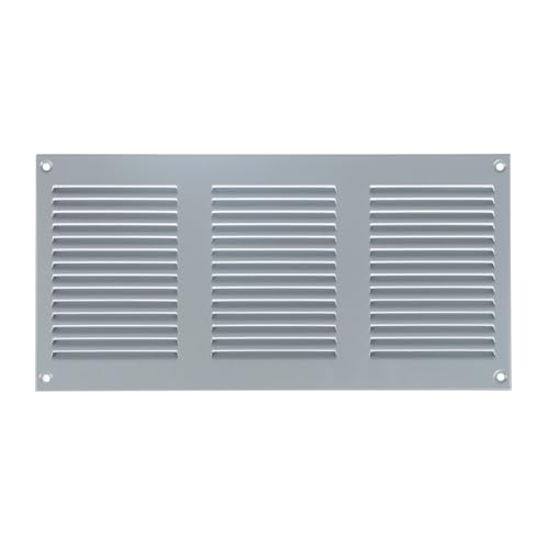 Image of Steinberg14 Grey 300x150mm Metal Air Vent Cover with Insect Mesh - 12x6 inch Ventilation Grille - Air Vent Register for Walls and Ceilings - Ventilation Cover for Outdoor and Indoor