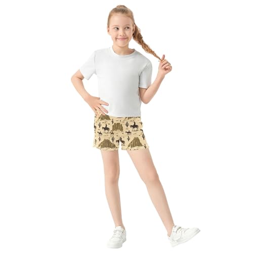 Girls Vintage Western Cowboy Shorts Brown Athletic Teens Lounge Pajama Shorts with Pockets Custom Print, X-Small2