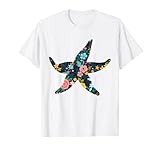 Silueta de estrella de mar floral para mujer y niña Camiseta
