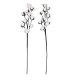 Künstliche getrocknete Baumwoll-Blumenzweige 58 cm, weiß, künstliche botanische Stiele für rustikale Hochzeitsdekoration, Bauernhaus, Zuhause, Akzente, Vasenfüller, DIY-Blumenarrangements, 2 Stück