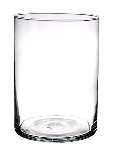 INNA-Glas Portavelas cilíndrico Sanya Air de Cristal, Transparente, 25cm, Ø18cm - Vaso de Cristal - Farol Decorativo