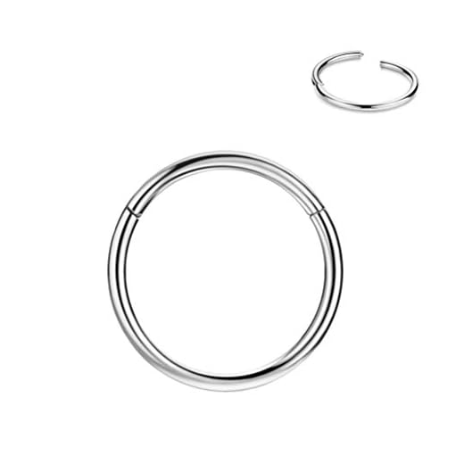 FANSING 8mm Septum Ring Septum Jewelry Seamless Septum Clicker Nose Rings 18 Gauge Nose Ring Hoop 18g Cartilage Earring Lip Rings Silver Nose Hoop Surgical Steel Helix Earrings Nose Piercing Jewelry