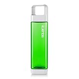 Clean Bottle The Square BPA-Free Water Bottle, Opens from Both Ends, 25 Ounce, Green