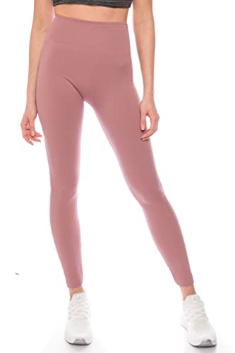 Kendindza Legging de Sport Femme Pantalon Yoga Pants for Workout Fitness, Doux Leggings Femme Taille Haute pour Un Usage Quotidien Anti-Cellulite Long Opaque Legins Femmes Rose, S-M Cover