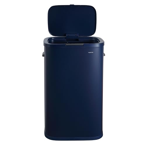 happimess Tammi 14.5 Gal Slim Push Button Trash Can, Denim Blue by happimess - Used condition - Image 9