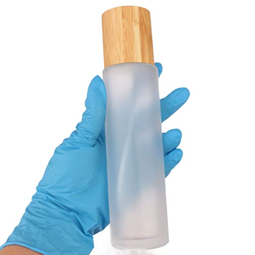 COSIDEA 4 pcs Empty5oz /150ml bamboo lid Frosted glass spray bottle with fine mist despenser head for liquid perfume toiletries containers, toner bottles3