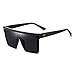 Dollger Occhiali da sole quadrati per donna uomo, occhiali da sole piatti neri retrò per donna, occhiali da sole oversize con montatura rettangolare UV400 Black