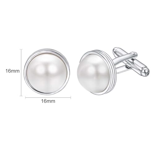 Mens Pearl Cufflinks for Men Customized Silver Cufflinks Suit Shirt Wedding Groom Groomsmen2