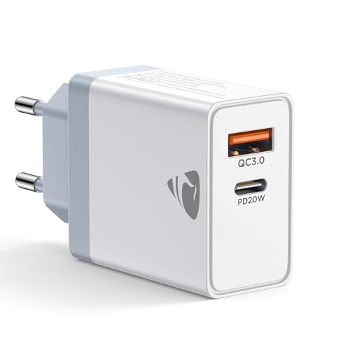 USB C Ladegerät, 20W 2Port Netzteil USBC Schnellladegerät Mehrfach Stecker USBC, PD 3.0 iPhone Ladegerät USB C Adapter für iPhone 17 16 15 14 13 12 11 Pro Max X XS XR Plus Mini SE, iPad, Samsung