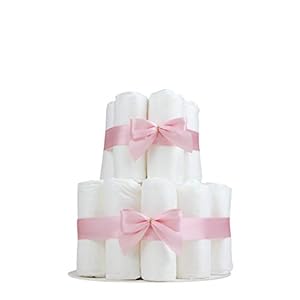Kleine tanjo Windeltorte für Mädchen, 24 Öko Windeln Gr. 3, zu Hause individualiserbar, direkt zur Geburt als Geschenk…