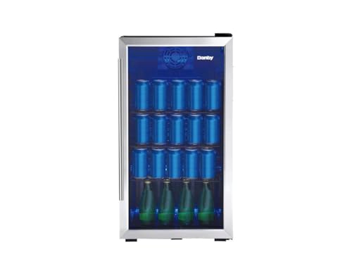 Danby DBC117A2BSSDD-6 117 Can Center, 3.1 Cu.Ft. Freestanding Beverage Refrigerator for, Basement, Dining, Living Room-Bar Fridge Perfect for Beer, Pop, Water, Black