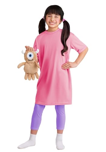 Girls Disney Pixar Monsters Inc Boo Pajama Costume - Shirt Pants Hair Ties & Plush Monster Purse for Halloween Fun Small