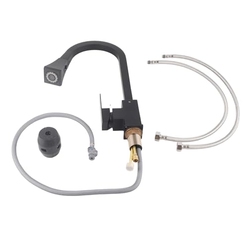 Grifo de cocina de cobre negro pulverizador de extracción de 360 ​​grados giros giratorios de batería moderna moderna con modos de pulverización de doble función para el fregadero