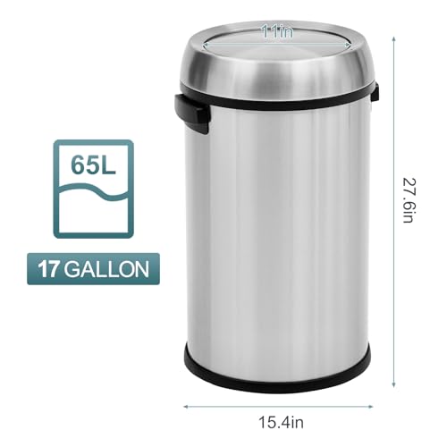 Caneca de basura de acero inoxidable 65L con tapa vaivén miniatura 2