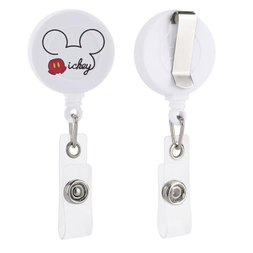 リールキーホルダー ミッキーマウス 吊り下げ名札用リール リールストラップ 名札ホルダー 伸縮キーホルダー バッジリール 引き込み式 社員証/定期入れ/パスケース用 胸に固定 紛失防止