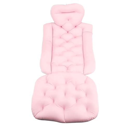 LDAUYZLING Coussin de bain intégral allongé pour adulte, avec ventouses pour le soutien de la nuque (Rose)