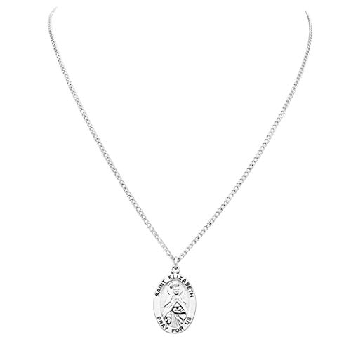 Rosemarie Collections Women's Religious Christian Medal Pendant On Stainless Steel Necklace with Biography and Picture Folder, 18"2