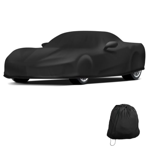 Image of Black Car Cover Full Exterior Cover Indoor Protection UV Resistant Car Cover Velvet Elastic Fabric Soft Inner Layer Cover Not Waterproof Accessories for Corvette C6 2005-2013