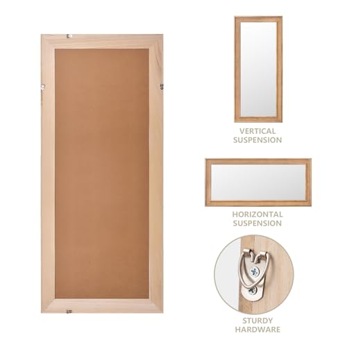 Rattan Full Length Mirror, 20"x55" Decorative Long Rattan Floor Mirror, Rectangle Wooden Full Body Mirror with Wicker Frame Hanging for Bathroom Living Dressing Room - Image 4