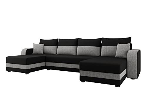 Bestmobilier - Canapé Panoramique en U Convertible avec Coffre Harvey en Tissu - Canapé Lit - Grand Sofa XXL Gris 7 Places - Salon