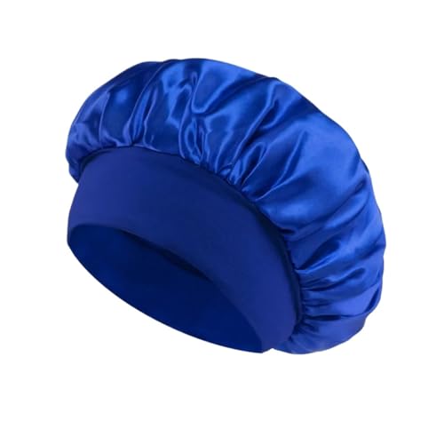Bonnet cheveux pour dormir en satin bleu afin d'éviter la casse nocturne