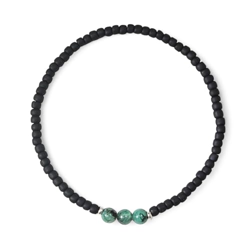Pulsera de Plata con Cuentas Esmeralda y Toho Negra Unisex miniatura 1