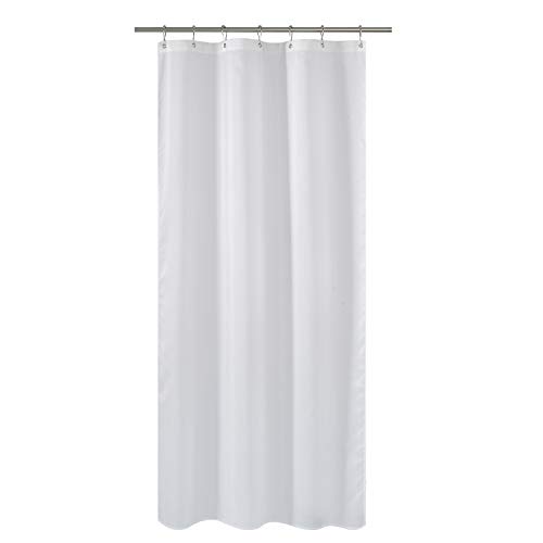 Image of N&Y HOME Fabric Shower Curtain Liner Long Stall Size 42 Width x 78 Length inches, Hotel Quality, Washable, White, 42x78
