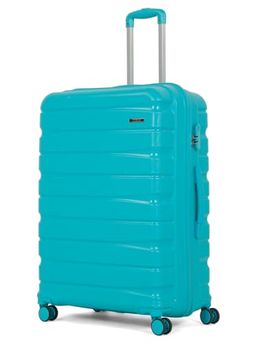 Image of Teakwood MA Trolley Bag, Hard with Zipper Closure, Adjustable Push Button & Cross Side Strap, Number Lock System 360 Degree (Set of 3, Aqua Green)