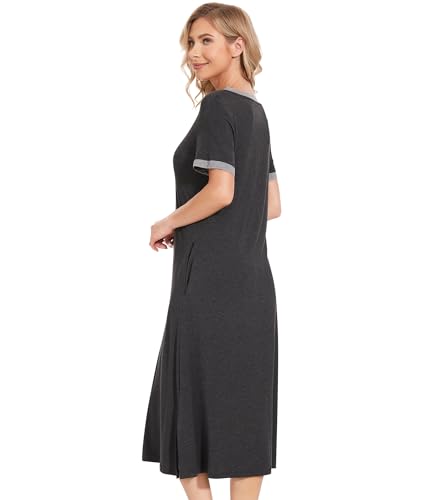 Image of NACHILA Bamboo Viscose Nightgowns for Women Cooling Night Gown with Pockets