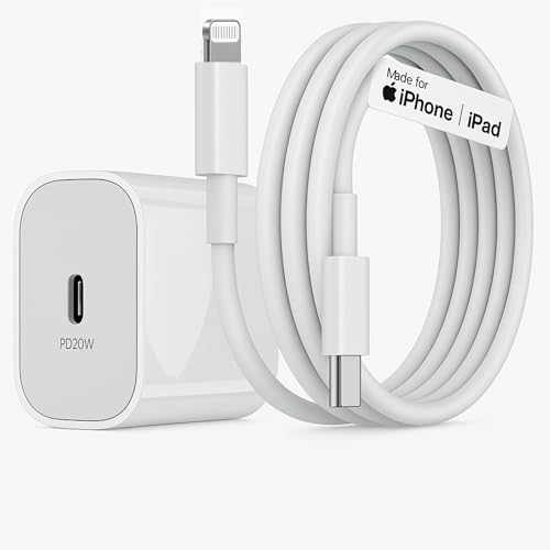 Image of KALIAT 20W USB-C To Lightning Charger For iPhone A- Mfi Certified Fast Charging Adapter With Cable|Apple Type-C Power Plug For iPhone 14 /13 /12 /11 Pro Max,iPad,Airpods,XR,8 Plus A- Wall Charger,White