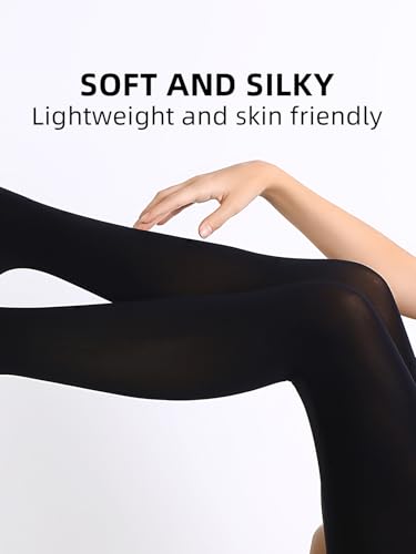 Image of Women's 80 Denier Semi Opaque Tights High Waist Soft Solid Color Footed Pantyhose