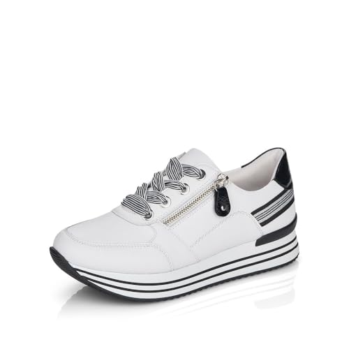 Remonte Chaussures Basses D1312 pour Femme, Blanc Noir 80, 41 EU Large