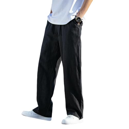 Pantalon style chinois homme anti-transpiration en coton et lin ample d'été