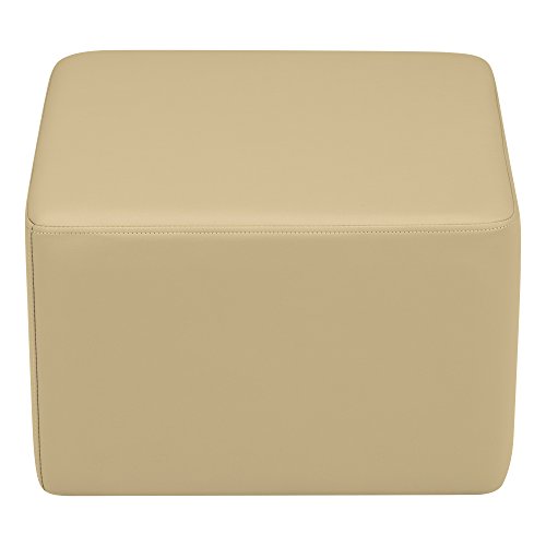 Image of Sprogs 12 inch H Structured Cube Stool -Flexible Modular Collaborative Soft Seating for Office, Home, Lounge and School Classrooms with Durable Frame & Set of 2 inch Legs Add-on - Sand