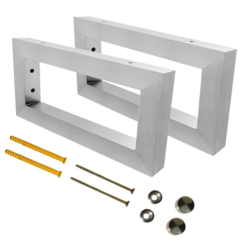 CAVATINY 2X Wand-Konsole RECHTECK | Waschtisch-Halterung stabil | Einfache Wand-Montage | Regal-Halter aus 304 Edelstahl | Konsolen-Träger für Waschbecken & Wand-Regal (Breite 300mm)