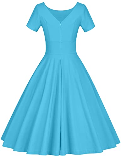 Image of GownTown Women's 1950s Vintage Dresses Short Sleeves Cocktail Stretchy Party Dresses with Pocket